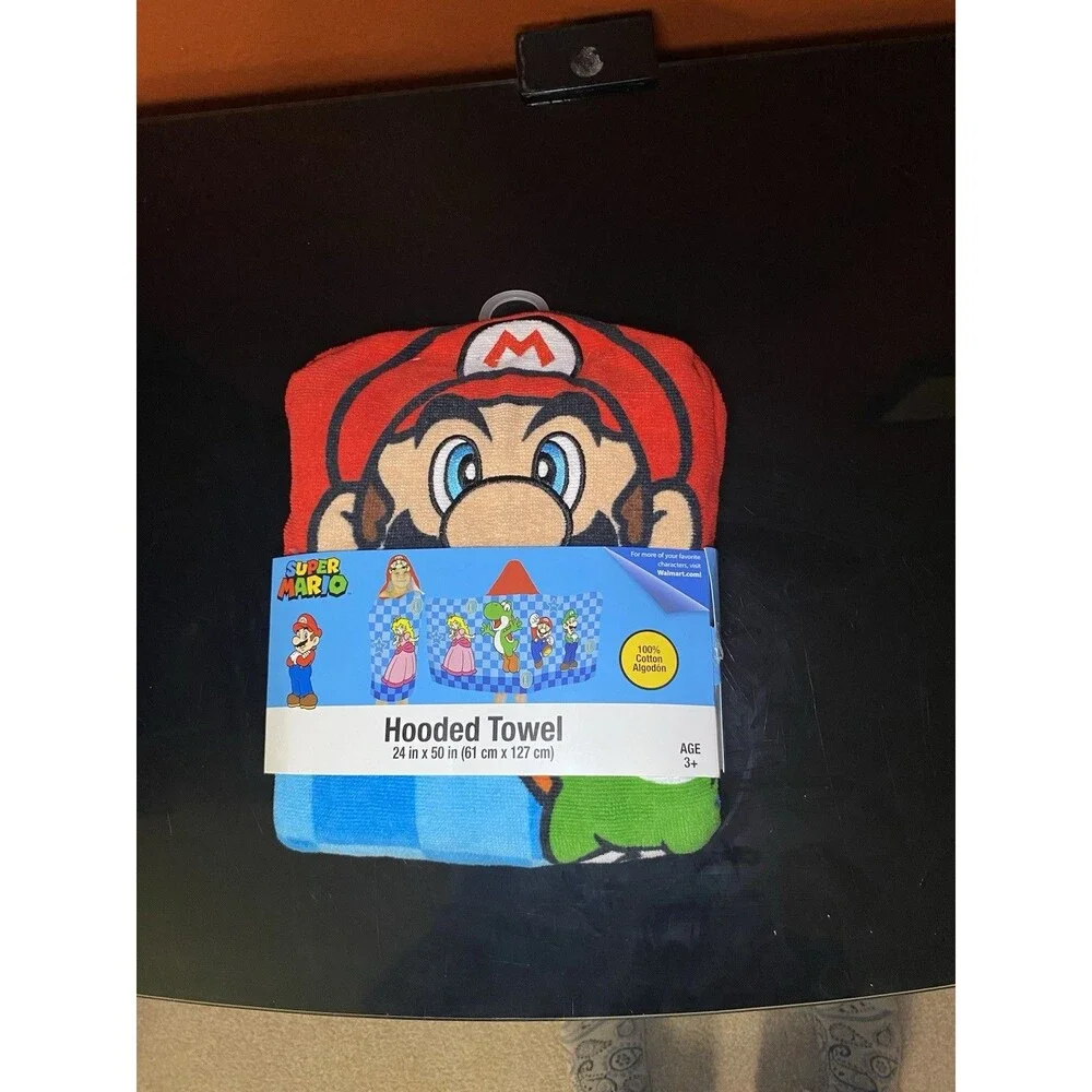 Super Mario Kids Hooded Towel Wrap 24x50 Cotton Nintendo Franco HH555Q NWT